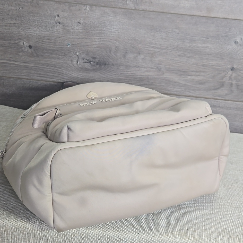 Kate Spade Ella Ksnyl Puffy Warm Beige Padded Nylon Backpack - Picture 7 of 10